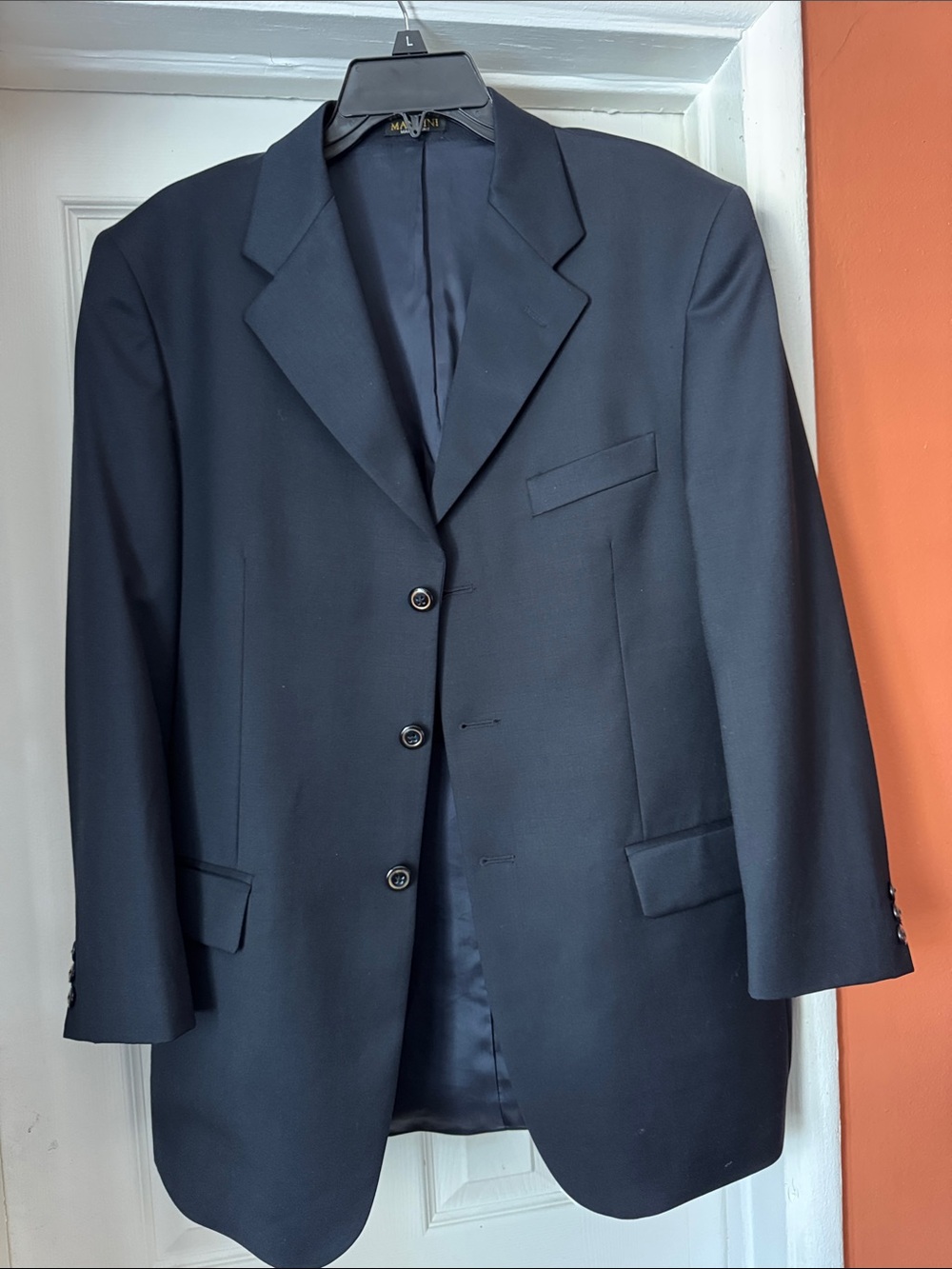 Manzini Elegance Made in Italy Super 120s Wool Blazer Suit Jacket 40R Navy